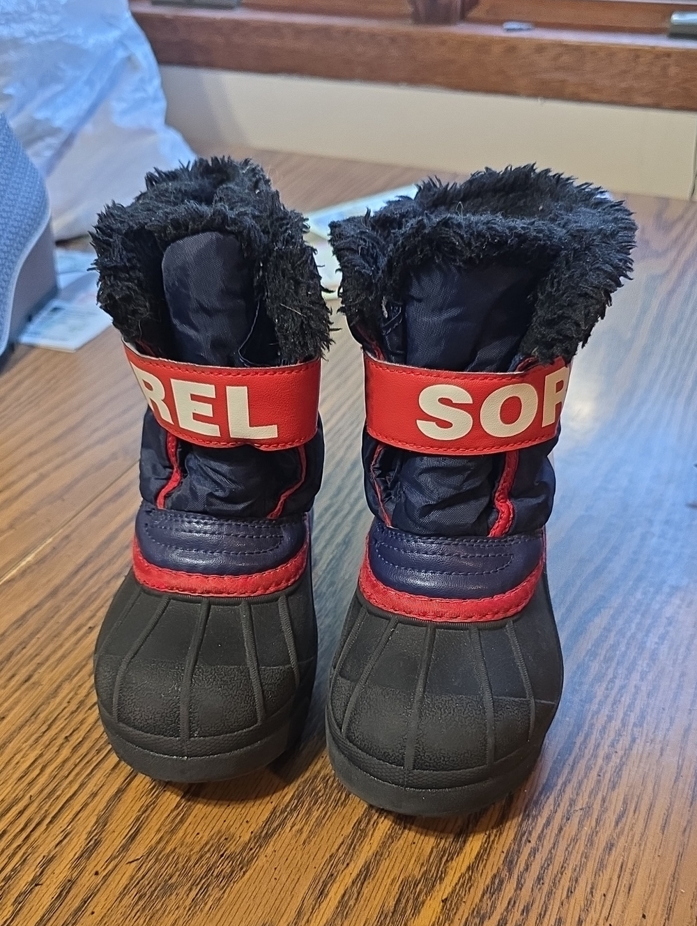 Sorel Kids Navy and Red  Snow Commander Boots
